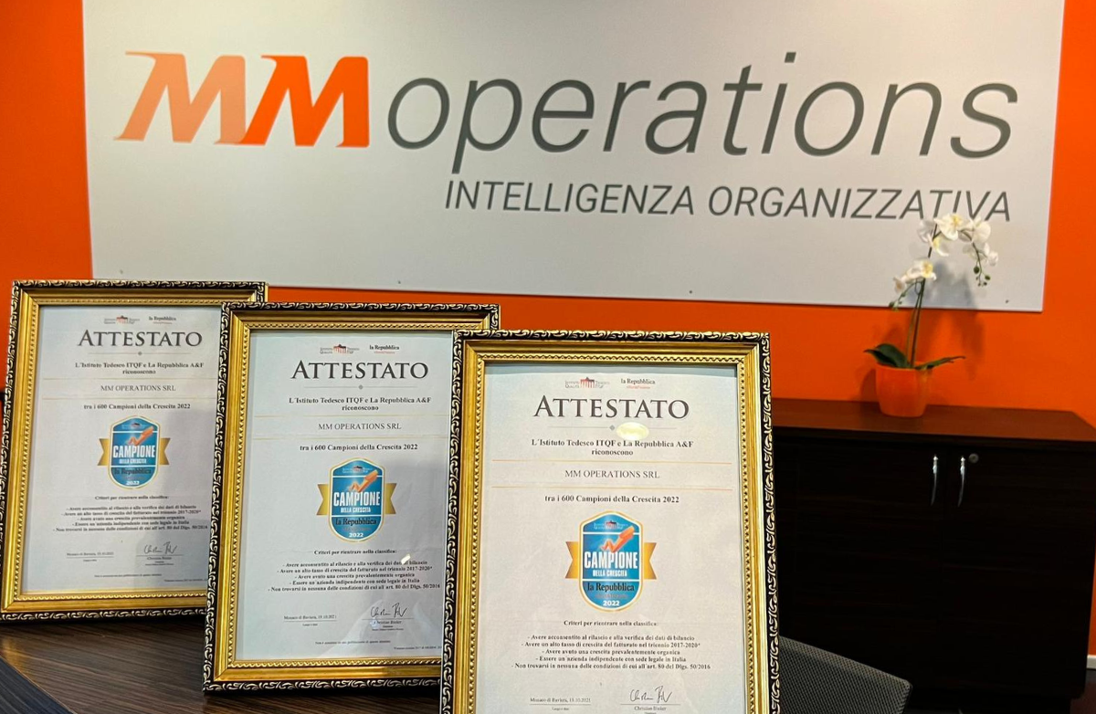 MM Operations è Campione della Crescita per il terzo anno consecutivo